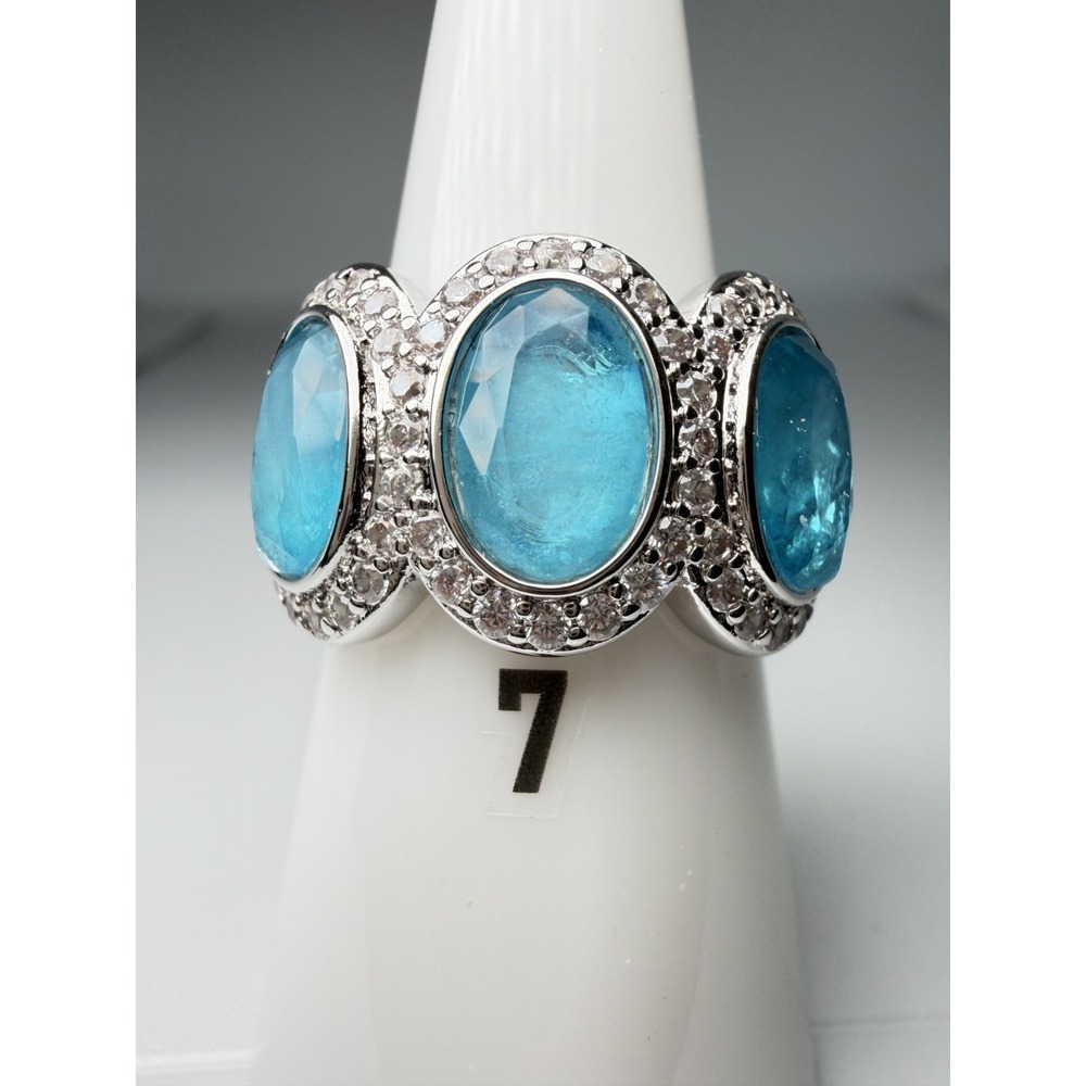 Size 7 Bomb Party Ring - RG43771 She's A Statement - light Blue Quartz / Rhodium